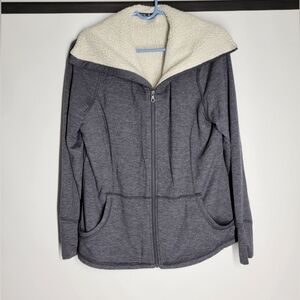 Free2B Cozy Gray Zip-Up Jacket with Sherpa Lining
